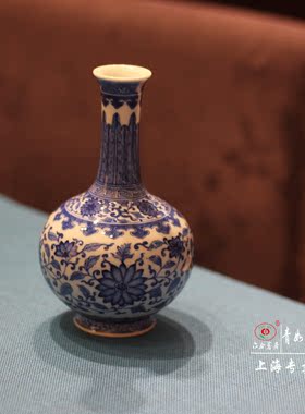【青如堂】全手工精品青花点工胆瓶六合茗居