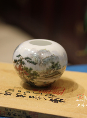 【青如堂】全手工精品粉彩山水文房四件套六合茗居早期孤品