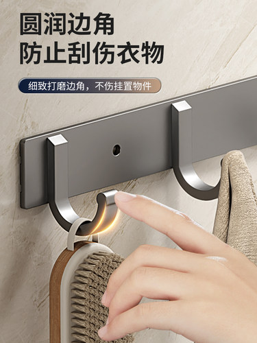 太空铝挂衣架免打孔置物架浴室厨房厕所卫生间门后衣服挂钩毛巾架 - 图2