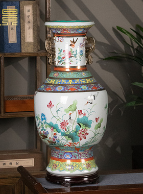 景德镇中式仿古描金大号瓷王花瓶