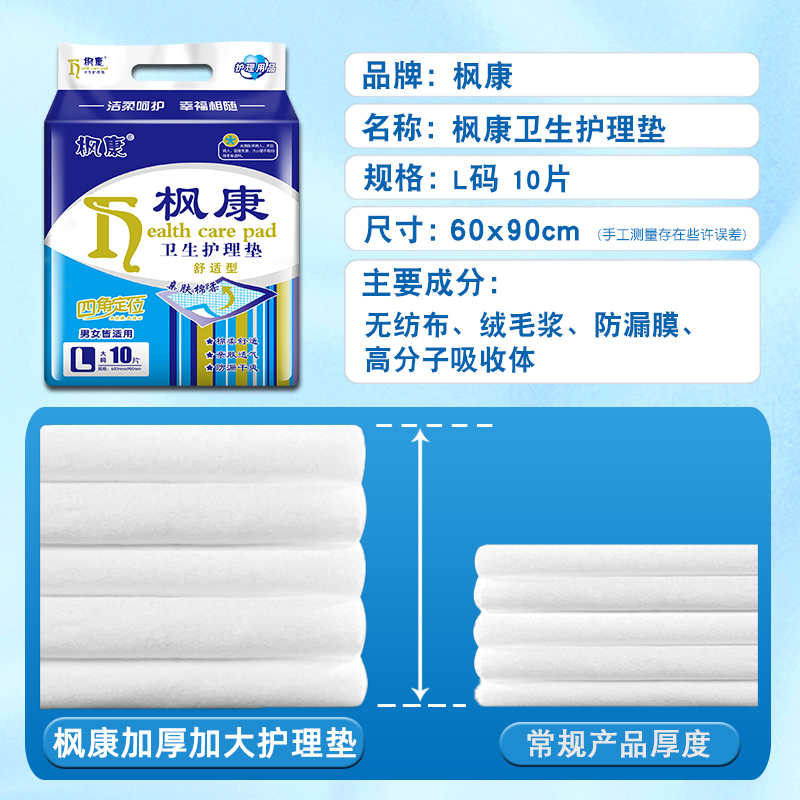 枫康成人护理垫老人60x90加厚款纸隔尿垫一次性老年人专用尿不湿 - 图3