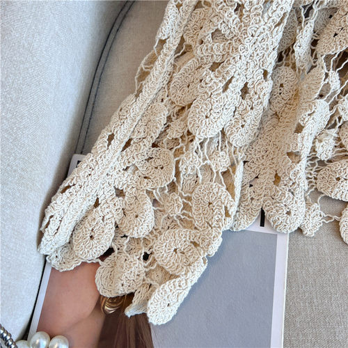 大码胖MM高级感钩花镂空显瘦针织衫女2026新款设计感披肩长袖外套 - 图2