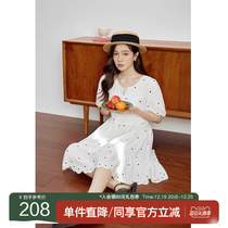 (Sound) Solo bouquet with great dress sweet and elegant collection waist display slim fit dress Womens summer dress round collar tea hysteria