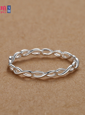 999足银戒指女生纯银闭口