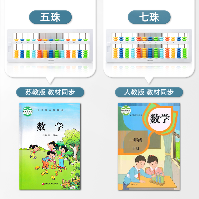 得力算盘小学生幼儿园珠心算儿童计数器数学算数运算学习用品教具二年级珠算小算盘计算架加减法教具神器算术 - 图0