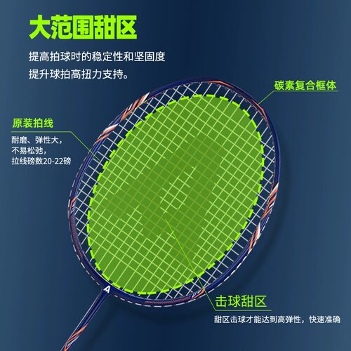 得力安格耐特羽毛球拍正品碳素纤维耐打型儿童学生单双拍套装旗舰 - 图2