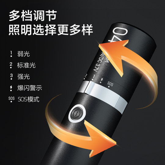 得力手电筒强光户外便携超亮可充电超长续航迷你家用远射白激光芯