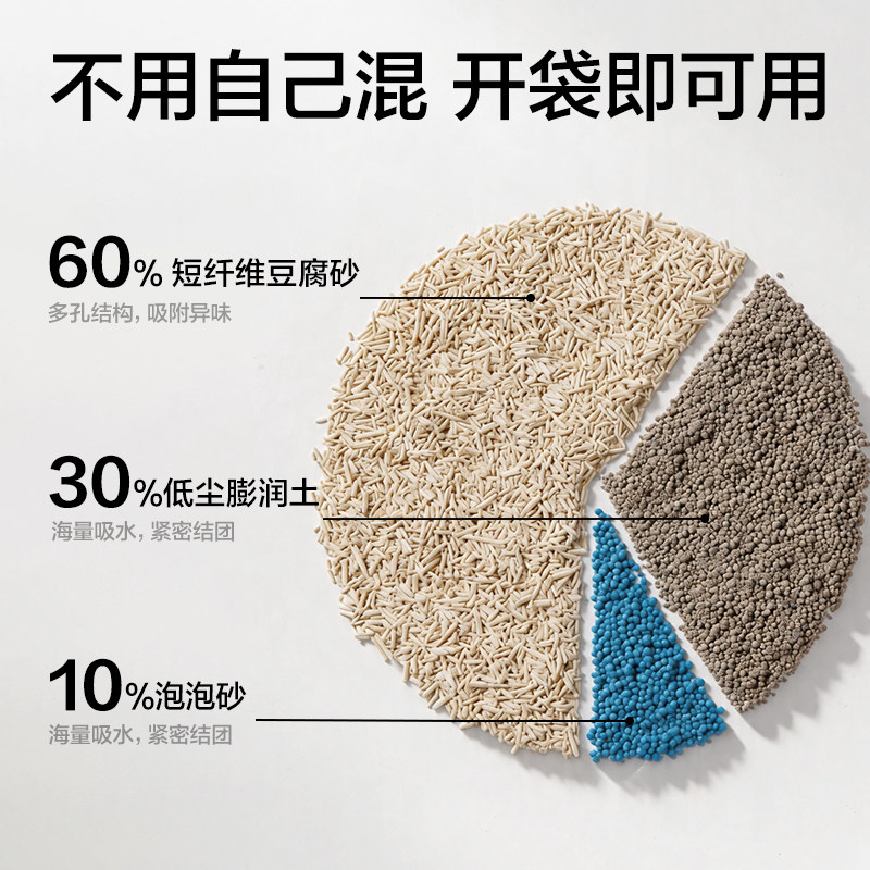 得力Bembam豆腐膨润土混合猫砂2.5kg低尘除臭结团猫砂