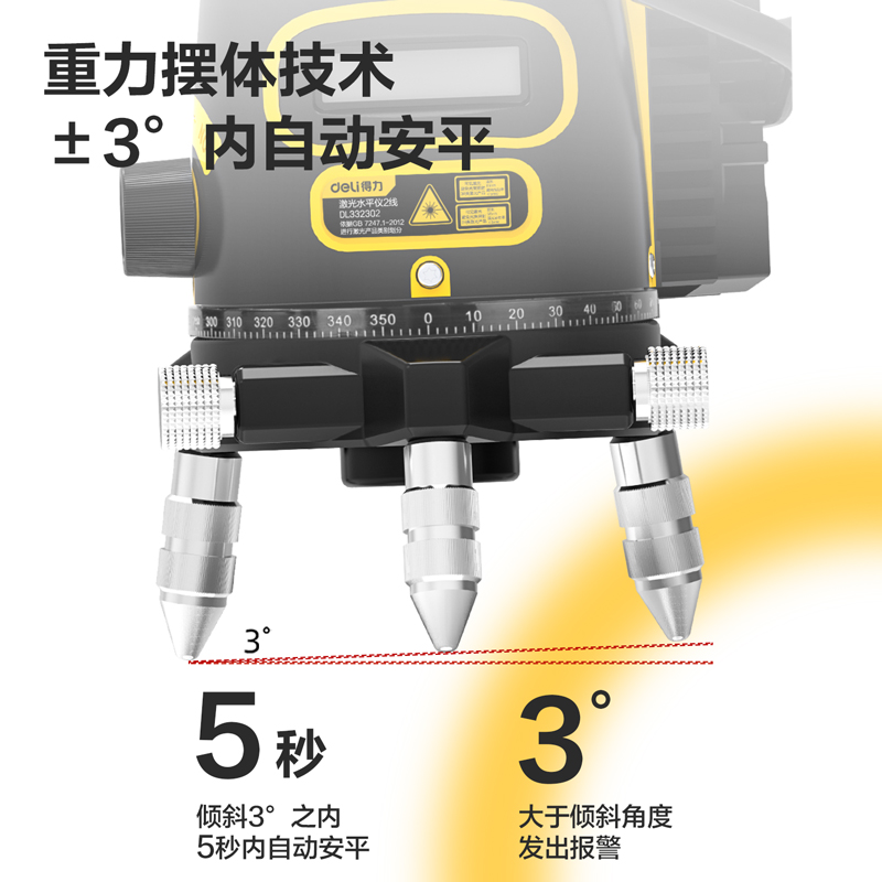 得力工具红外线水平仪高精度强光细线夏普LD绿光2线3线激光投线仪 - 图1