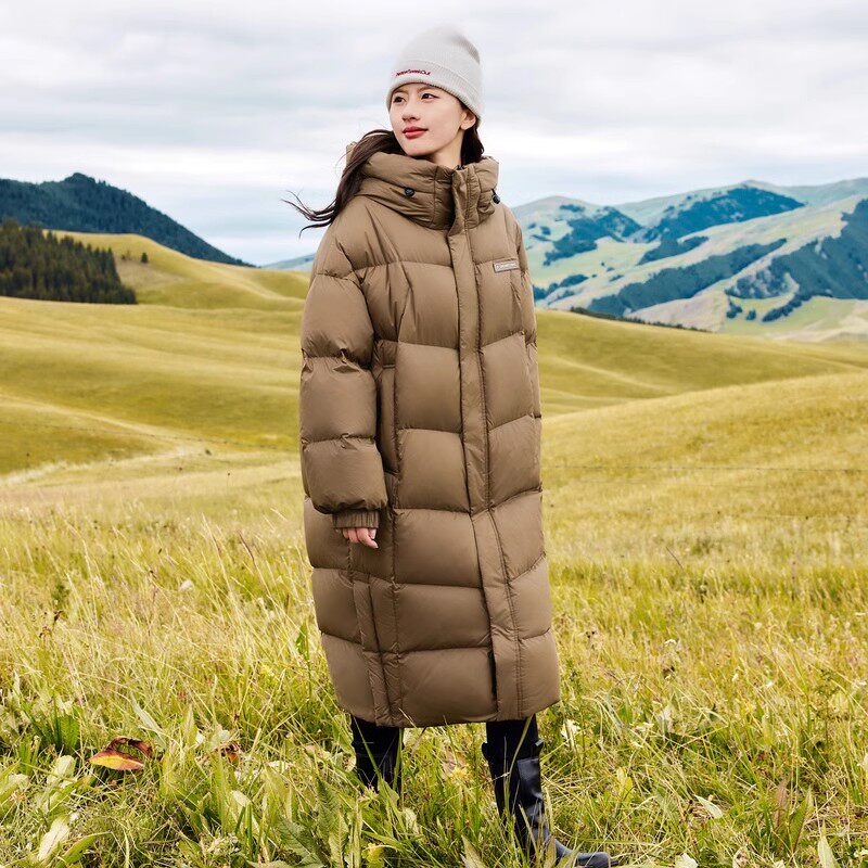 雪中飞25冬新款韩版大廓形女茧型长款羽绒服加厚宽松大码外套