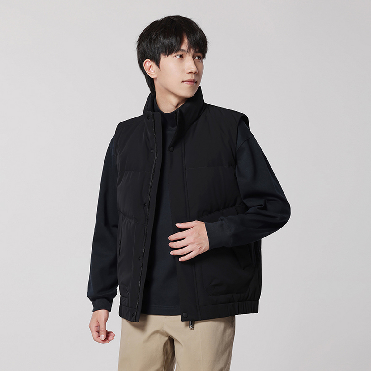 雪中飞2025冬新款男士短款羽绒马甲背心立领挺括时尚简约保暖舒适,淘宝优惠券,粉丝福利购,淘宝优惠卷