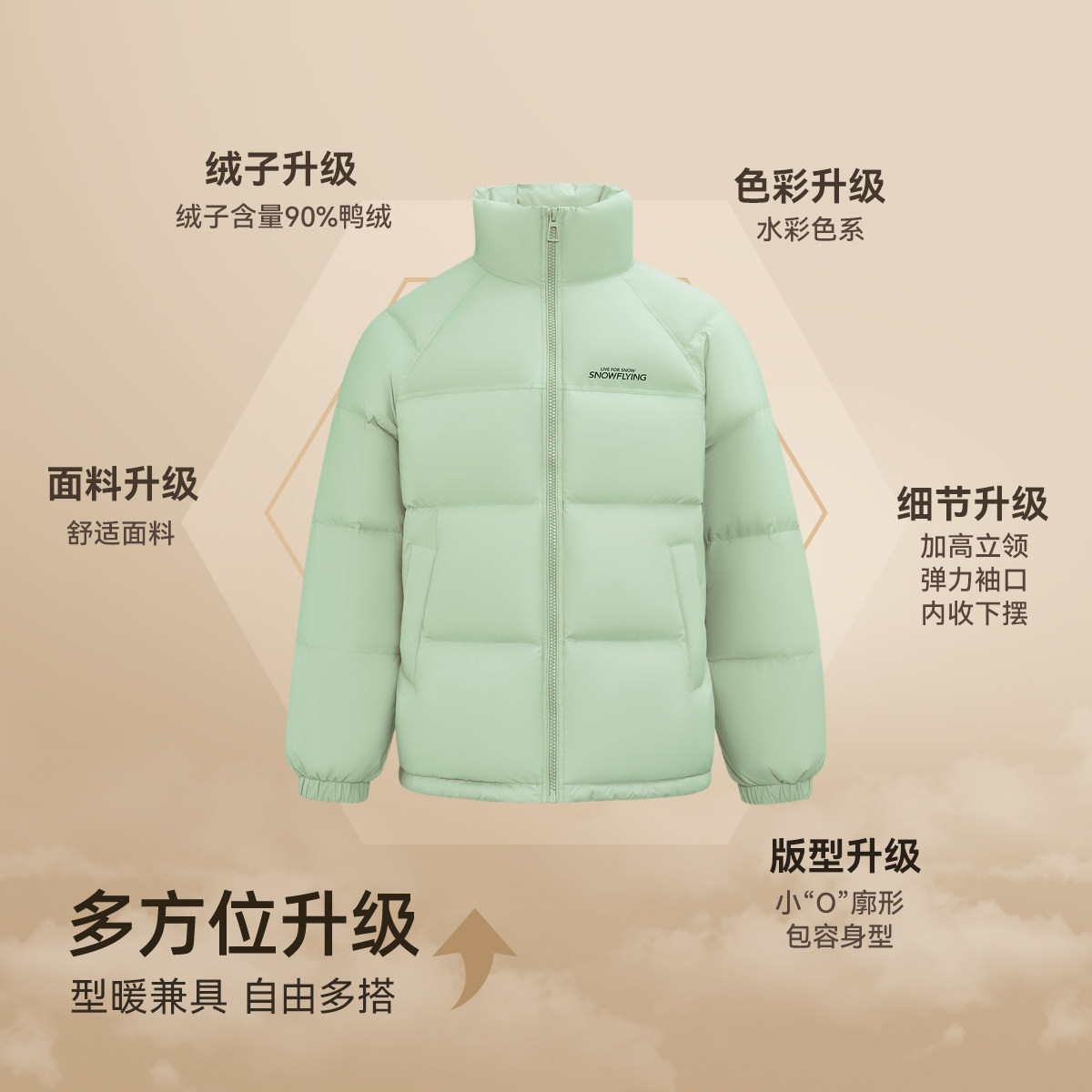 雪中飞2025冬新款男女羽绒服情侣冬小个子蓬松轻盈puff泡芙面包服,淘宝优惠券,粉丝福利购,淘宝优惠卷