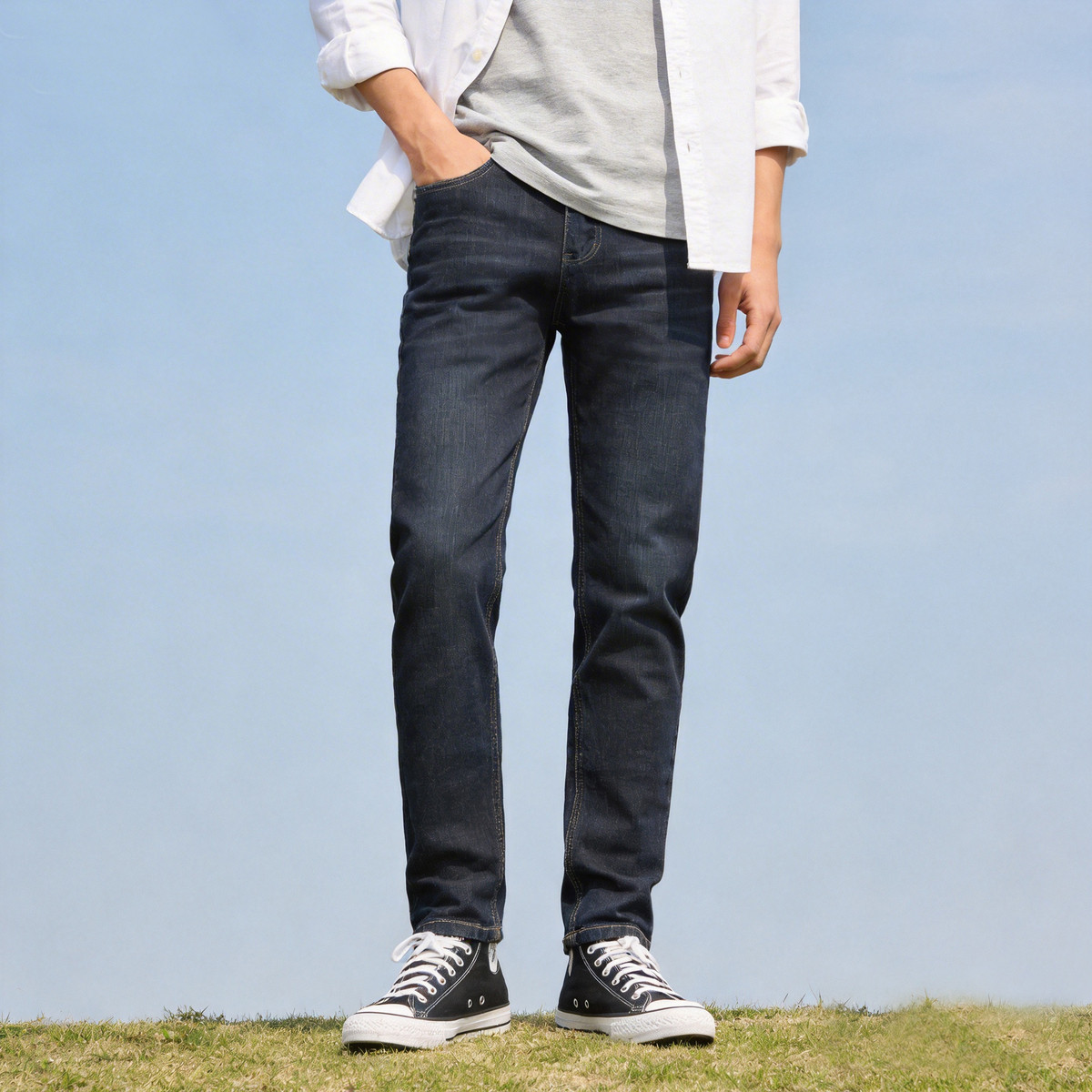 雪中飞2026春夏新款水洗牛仔裤男士商务休闲百搭时尚宽松直筒裤