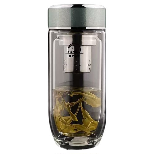 亚泰双层玻璃杯高档车载鹅蛋杯情侣水杯加厚大容量茶水分离玻璃杯 - 图3