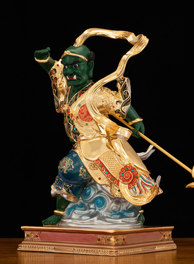 纯铜釉彩千里眼顺风耳神像摆件