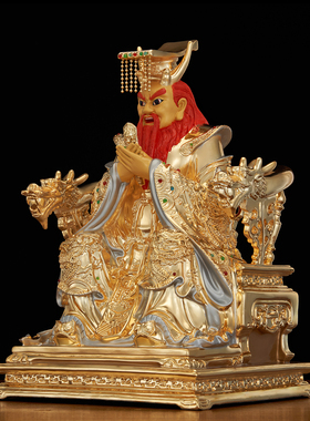 纯铜鎏金四海龙王神像供奉摆件