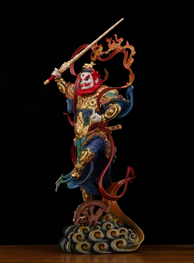 纯铜彩绘王灵官王天君神像摆件
