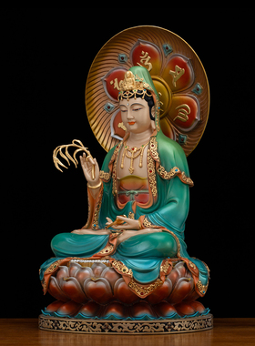 铜彩贴金娑婆三圣佛像弥勒摆件