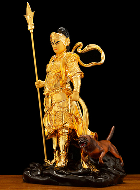 纯铜灌口神二郎显圣真君神像摆件