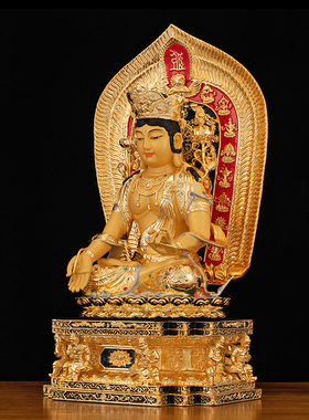 黄铜漆线雕五方文殊菩萨佛像摆件