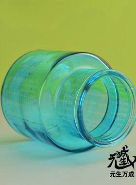 十万名忏宝瓶 忏悔智法蓝色玻璃供水复古小清新悉昙雕刻