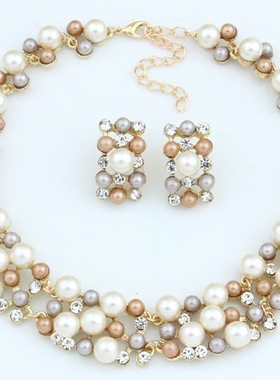 pearl necklaces set earrings jewelry women 珍珠潮女项链饰品
