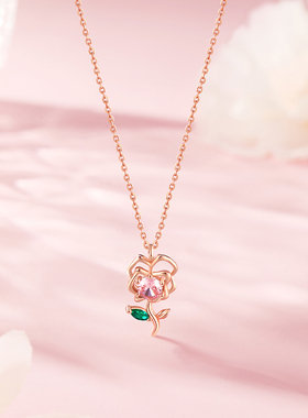 迪士尼女孩爱丽丝盛放玫瑰花项链
