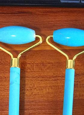 厂家现货供应绿松石按摩棒 水晶玉石面部提拉双头滚轮