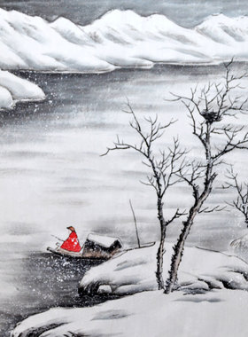 四尺国画山水画风水纯手绘茶楼客厅字画竖幅雪景中堂李万画心原稿