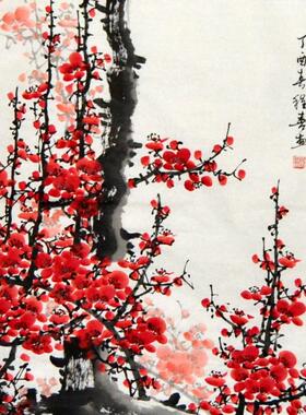四尺国画梅花字画客厅装饰未裱竖幅挂画花鸟手绘墙画梅开五幅玄关