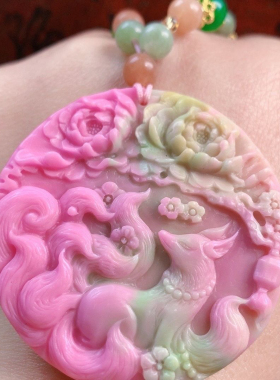 天然女王贝九尾狐吊坠项链女款九尾狐项链毛衣链