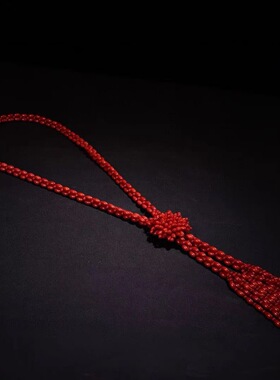 复古款纯手工编制毛衣链 红色项链吊坠女款配饰 包邮