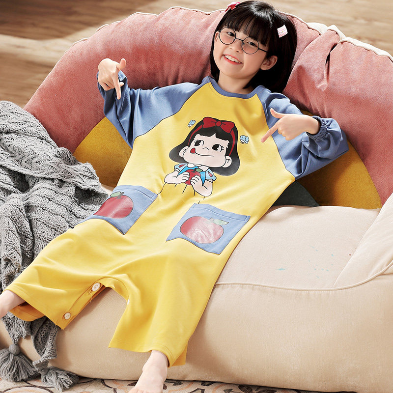 连体女童长袖春秋季儿童中大童睡裙 佰媛琪睡衣/家居服套装