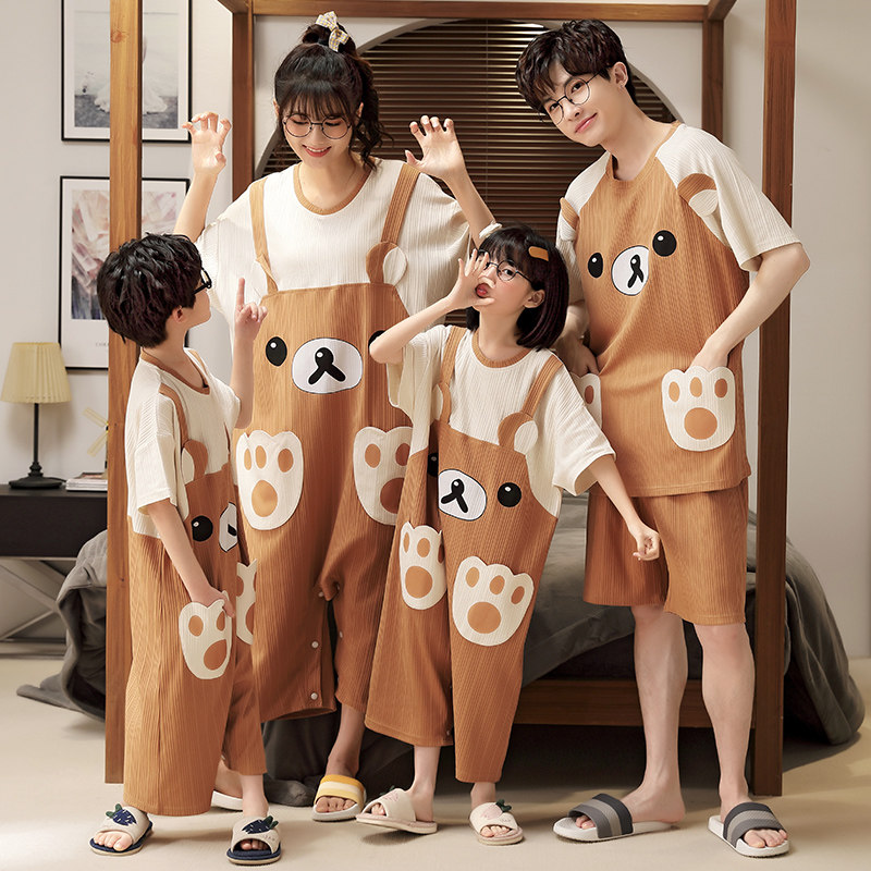 亲子夏季网红小熊母女连衣裙睡衣 佰媛琪睡衣/家居服套装