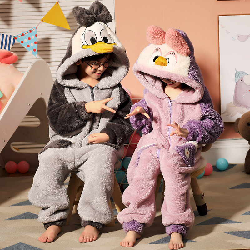 儿童连体2021新款冬季女童连帽睡衣 佰媛琪睡衣/家居服套装