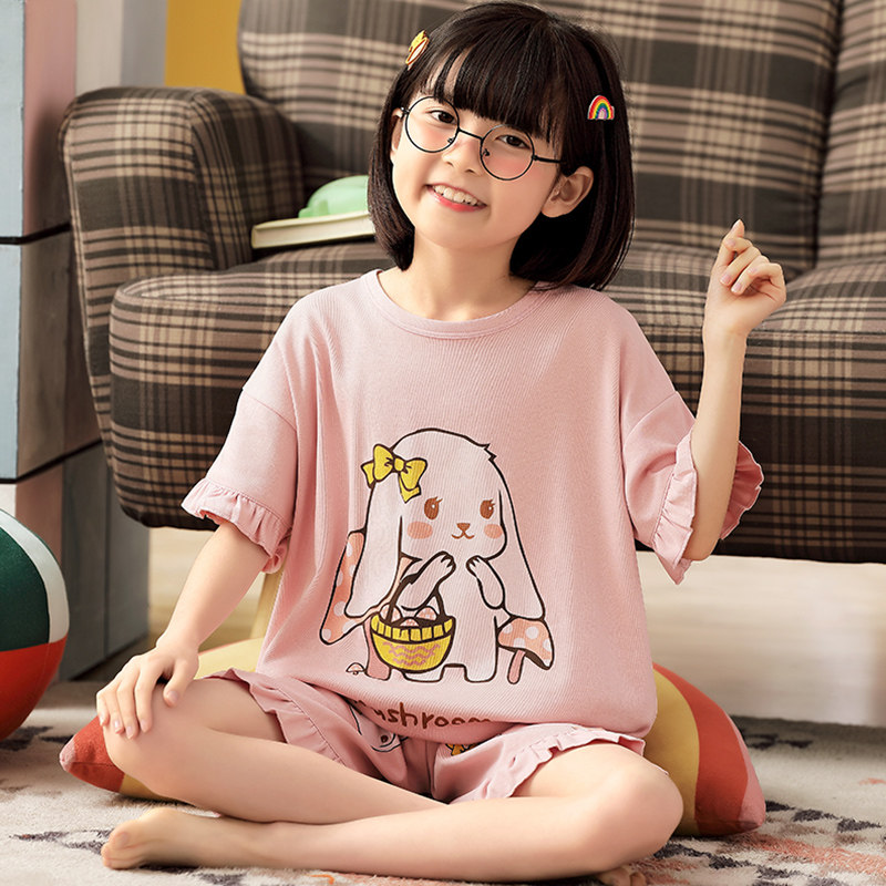 女童纯棉夏短袖可爱公主两件套睡衣 佰媛琪睡衣/家居服套装