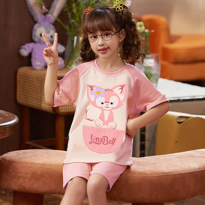 女童纯棉夏短袖可爱公主两件套睡衣 佰媛琪睡衣/家居服套装