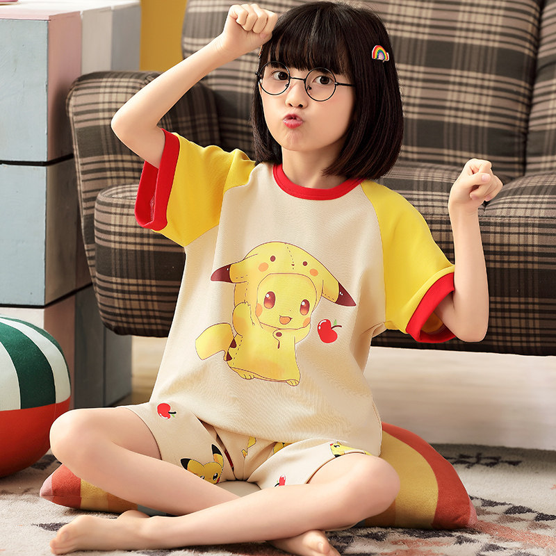 女童纯棉夏短袖可爱公主两件套睡衣 佰媛琪睡衣/家居服套装