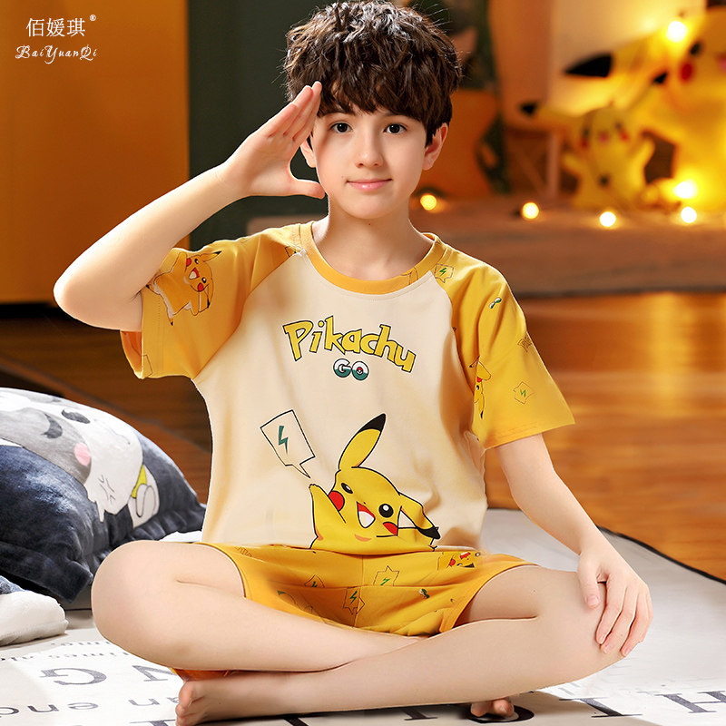 男童夏季纯棉短袖中大童12 13岁睡衣 佰媛琪睡衣/家居服套装