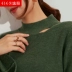 Yiyang nữ 2019 mùa thu mới dài tay màu rắn nửa cao cổ áo len mỏng đan đáy - Áo / áo thun áo khoác cardigan nữ Áo / áo thun