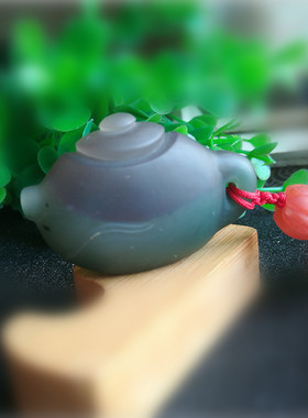 孤品天然紫绿玛瑙吊坠招财