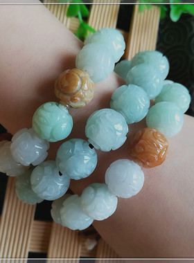 雕刻回纹翡翠男女款手串