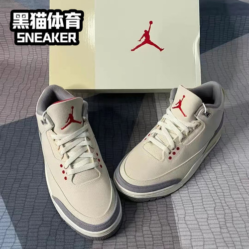 Air Jordan 3 AJ3白红火焰红 潮流中帮复古篮球鞋CT8532-105 - 图2