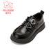 Fuluomi girls' leather shoes, children's shoes, spring new style, soft-soled little girl's performance shoes, black princess shoes