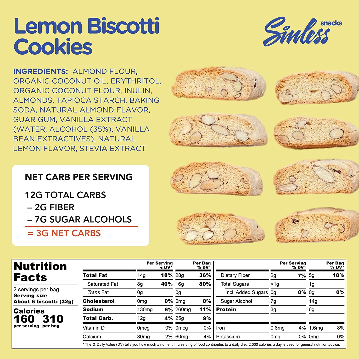 美国直邮 Sinless Snacks Biscotti KETO Cookies 生酮无糖饼干 - 图2