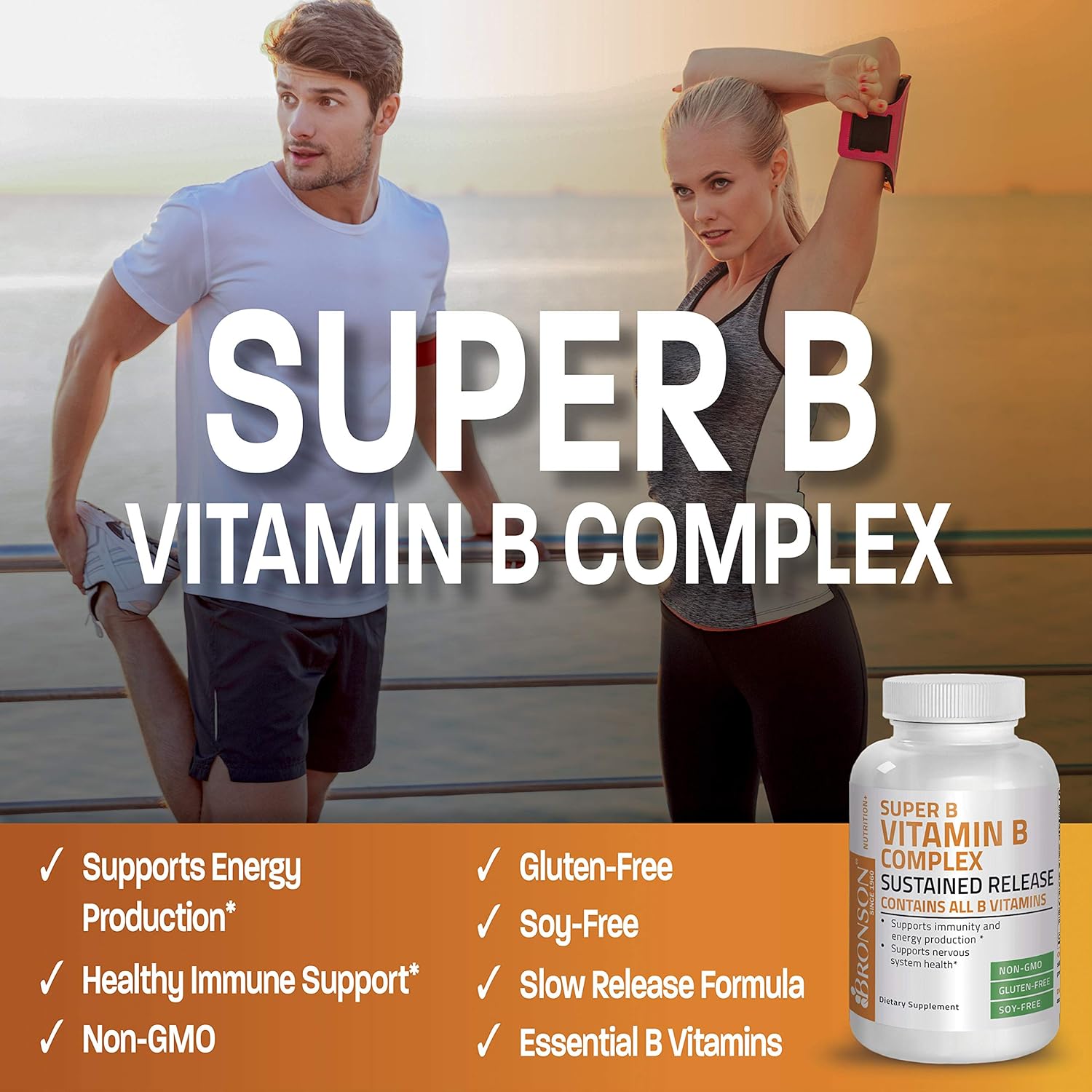 美国直邮 Bronson Super B Vitamin B Complex 超级B族维生素补剂 - 图1