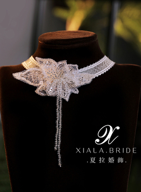 夏拉手工串珠蕾丝花朵项链