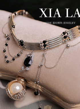 夏拉仿水晶女黑色个性项链