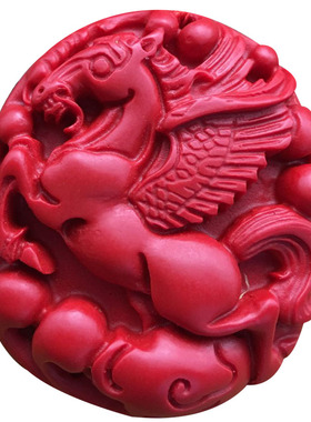 台湾原色朱砂飞马吊牌朱砂马到成功挂件马上有财助运项链送证书