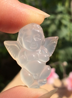 天然玉髓玛瑙爱神丘比特天使吊坠 宝宝儿童款守护神玉佩项链礼物